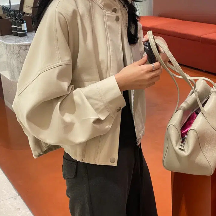 [SOLD OUT] 쏭라벨 트렌치 봄버 jk (아이보리)