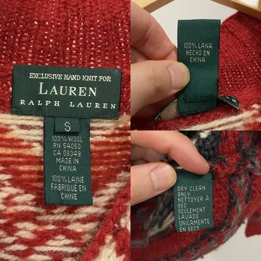 [BUNJANG] Polo Ralph Lauren Nordic Half-Zip Wool Hand Knit Sweater / <M> 폴로 랄프로렌 빈티지 노르딕 반집업 울 핸드니트