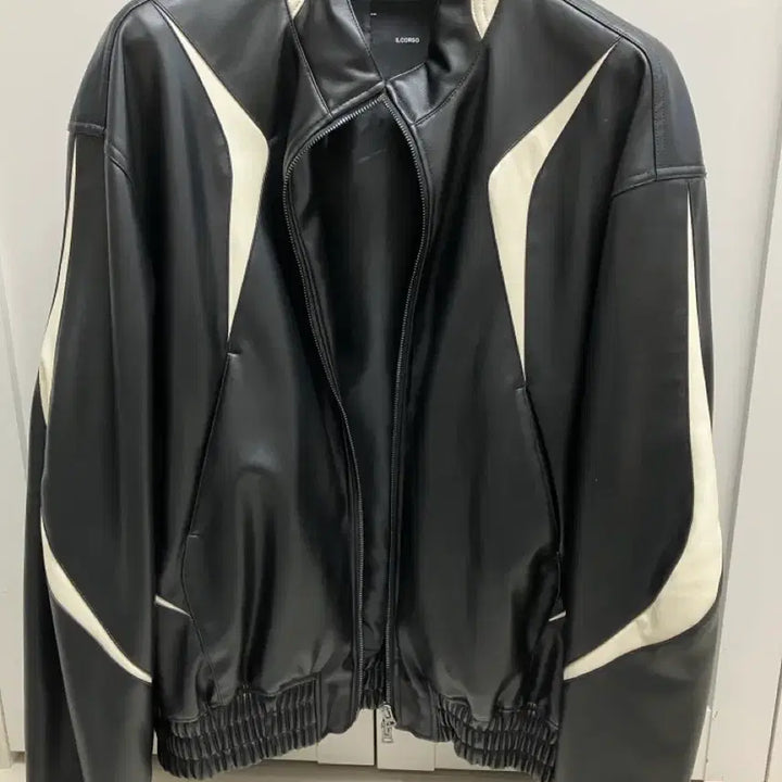 [BUNJANG] Il Corso Biker Vegan Leather Blouson Jacket Black / 일꼬르소 바이커 비건레더 블루종 블랙
