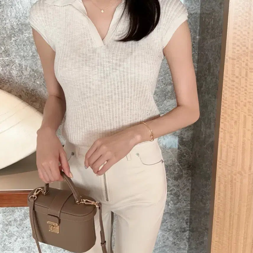 [BUNJANG] 드샤르에 오벌 스퀘어 소가죽 미니 탑 핸들 토트백 / 드샤르에 오벌 스퀘어 소가죽 미니 탑 핸들 토트백