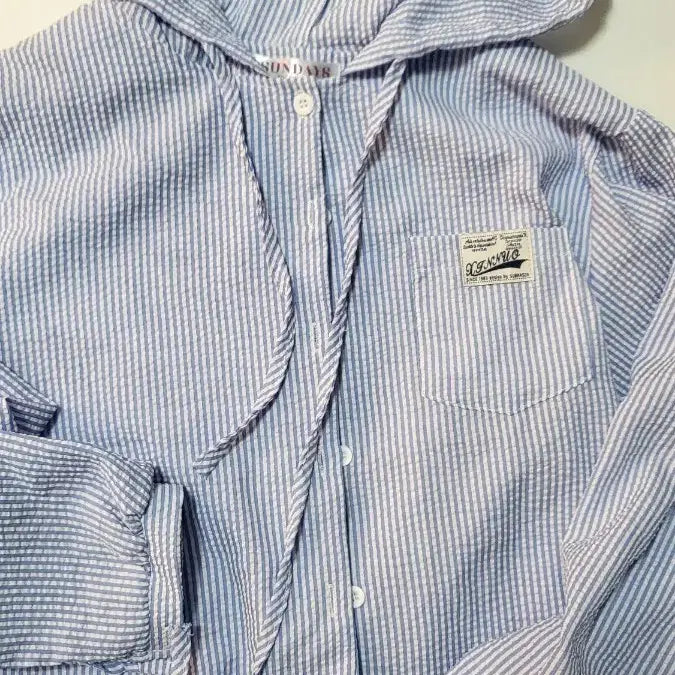 [BUNJANG] Sundays Striped Hooded Shirt / 선데이즈 스트라이프 후드 셔츠