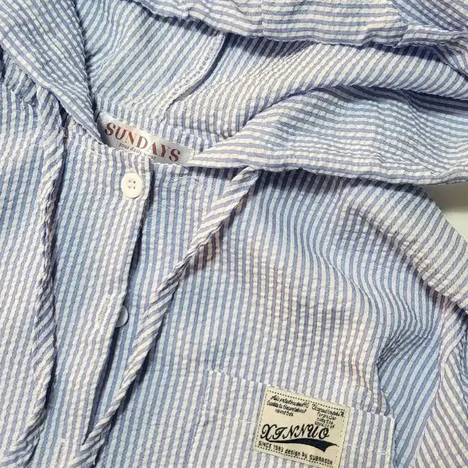 [BUNJANG] Sundays Striped Hooded Shirt / 선데이즈 스트라이프 후드 셔츠