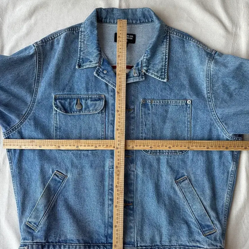 [BUNJANG] Polo Jeans Co. Ralph Lauren Flag Patch Cropped Denim Jacket / 폴로 진스 랄프로렌 성조기 크롭 데님자켓 L