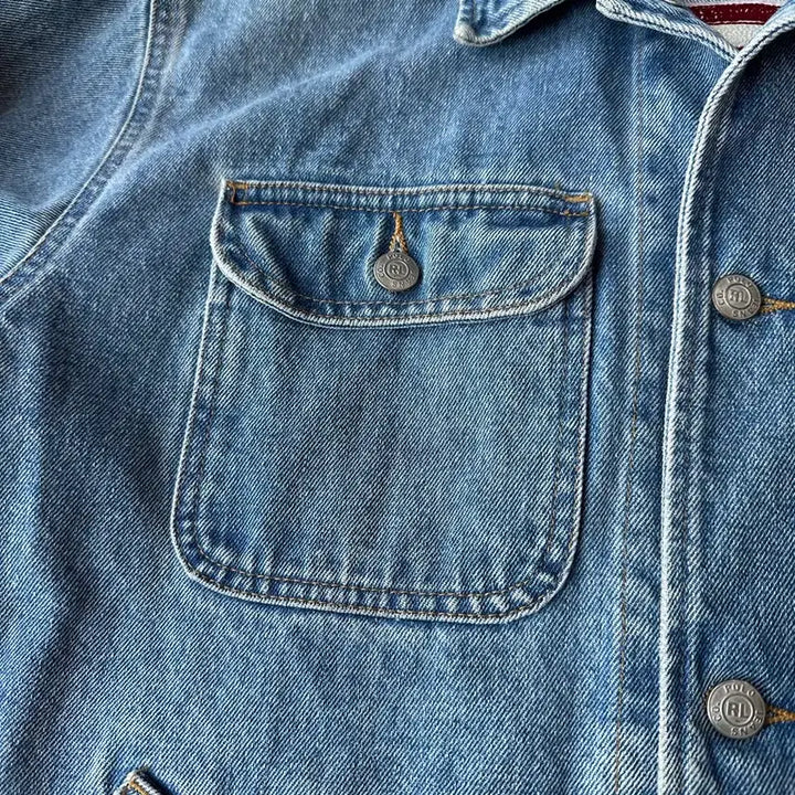 [BUNJANG] Polo Jeans Co. Ralph Lauren Flag Patch Cropped Denim Jacket / 폴로 진스 랄프로렌 성조기 크롭 데님자켓 L