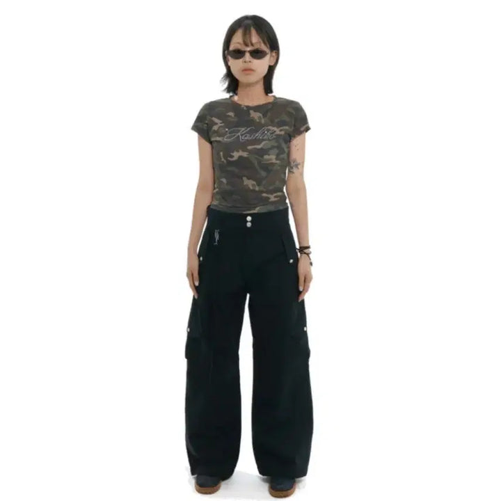 [BUNJANG] Kashiko Mid-Rise Cargo Pants Black S / (새상품) Kashiko 카시코 미드라이즈 카고 팬츠 블랙 S