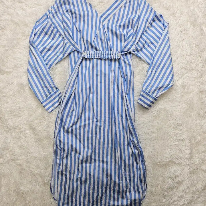 [SOLD OUT] 렉토 스트라이프 롱 셔츠 원피스 블루