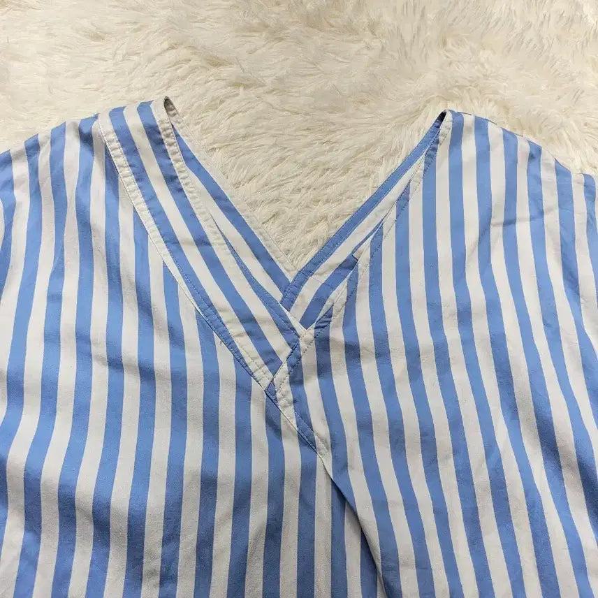 [SOLD OUT] 렉토 스트라이프 롱 셔츠 원피스 블루