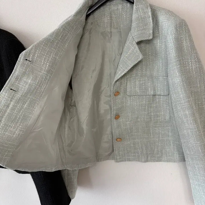 [BUNJANG] Tweed Jacket Black/Mint / 새제품  트위드 자켓 블랙/민트.   프리사이즈