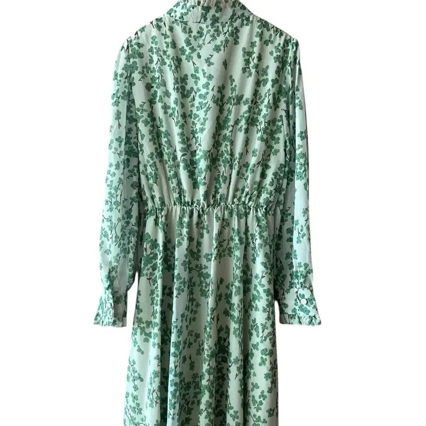 [SOLD OUT] 여성 롱 원피스 플라워 쉬폰 그린 봄원피스 하객룩 데일리