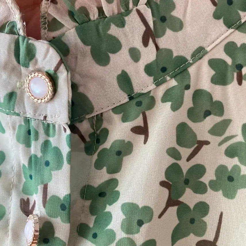 [SOLD OUT] 여성 롱 원피스 플라워 쉬폰 그린 봄원피스 하객룩 데일리