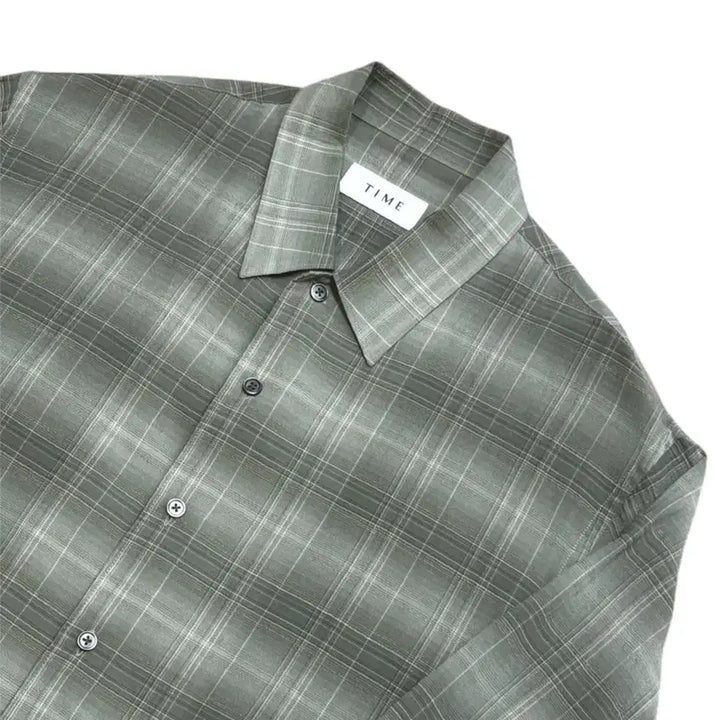 [BUNJANG] Time Homme Crinkle Check Shirt / 타임 옴므  크링클 체크 셔츠