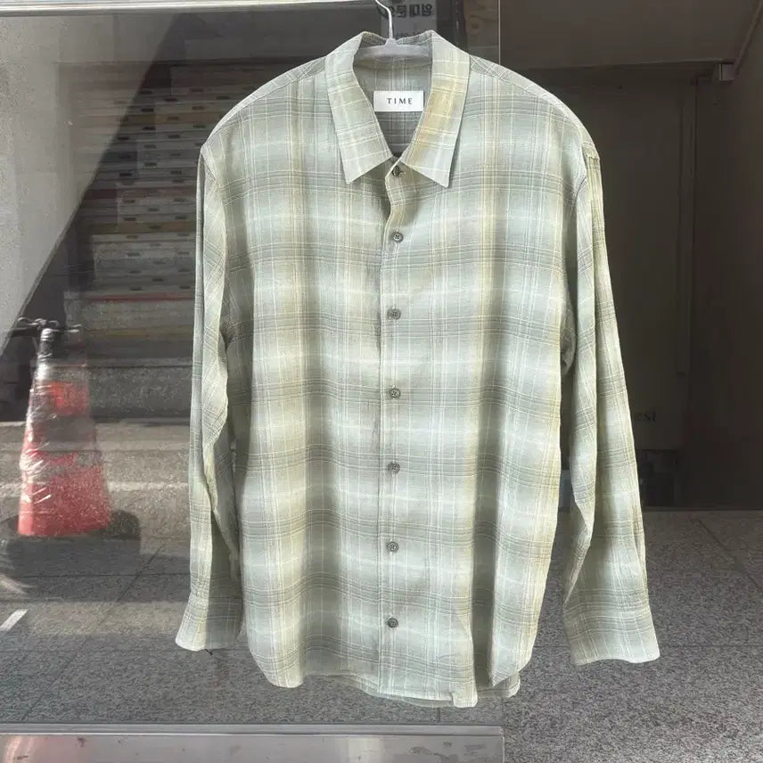 [BUNJANG] Time Homme Crinkle Check Shirt / 타임 옴므  크링클 체크 셔츠
