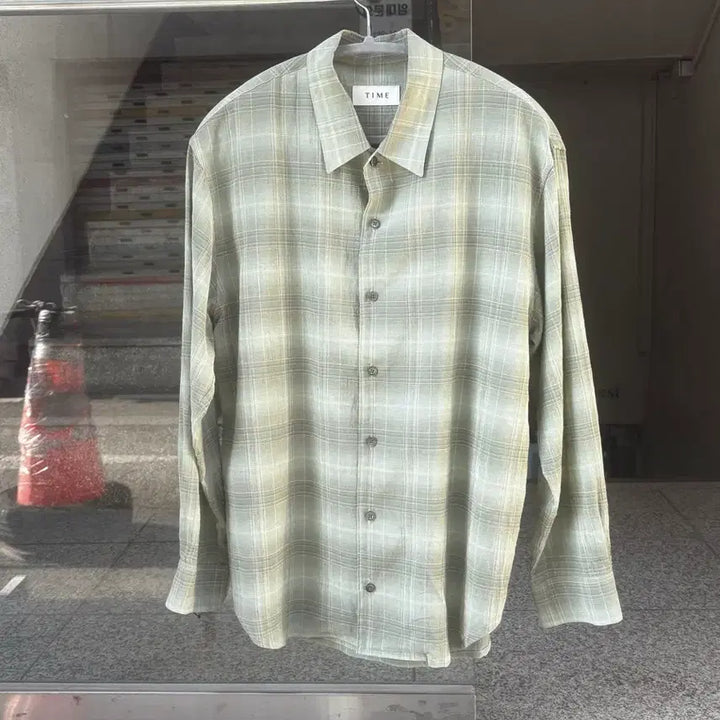 [BUNJANG] Time Homme Crinkle Check Shirt / 타임 옴므  크링클 체크 셔츠