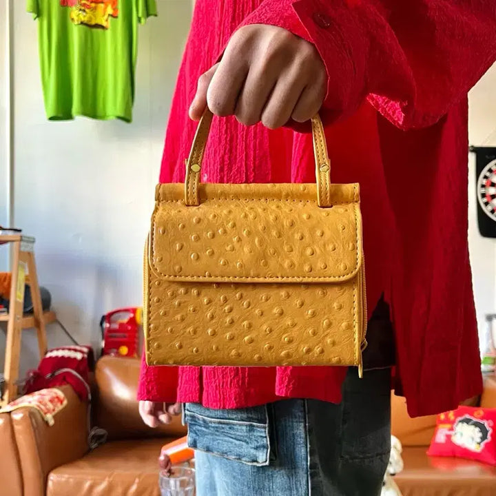 [BUNJANG] Vintage Japanese Yellow Leather Mini Multi-Bag / 일본 빈티지 옐로우 레더 미니 멀티백 가방