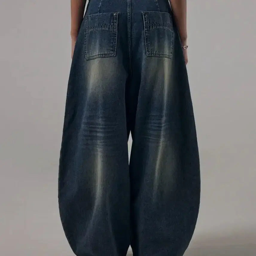 [BUNJANG] Trimming Bird Yoke Balloon Denim Pants / 트리밍버드 요크 벌룬 데님 팬츠
