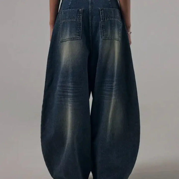 [BUNJANG] Trimming Bird Yoke Balloon Denim Pants / 트리밍버드 요크 벌룬 데님 팬츠