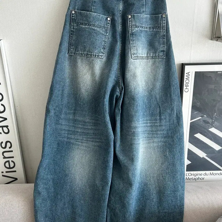 [BUNJANG] Trimming Bird Yoke Balloon Denim Pants / 트리밍버드 요크 벌룬 데님 팬츠