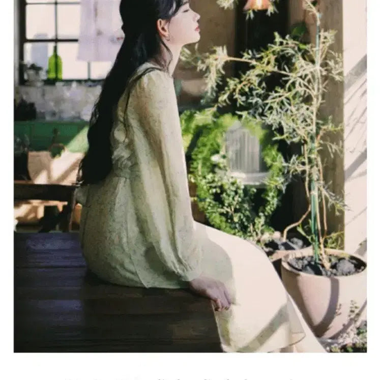 [BUNJANG] Milkcocoa Green Flower Long Dress / 밀크코코아 그린플라워 원피스