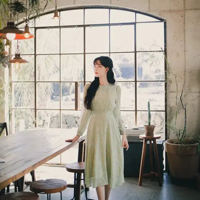 [BUNJANG] Milkcocoa Green Flower Long Dress / 밀크코코아 그린플라워 원피스