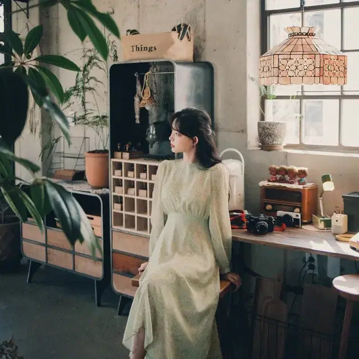 [BUNJANG] Milkcocoa Green Flower Long Dress / 밀크코코아 그린플라워 원피스