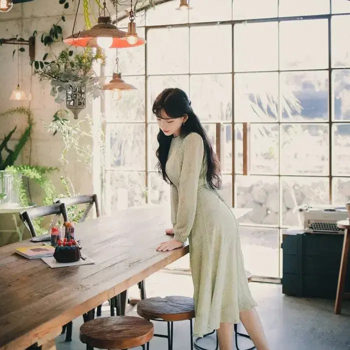 [BUNJANG] Milkcocoa Green Flower Long Dress / 밀크코코아 그린플라워 원피스