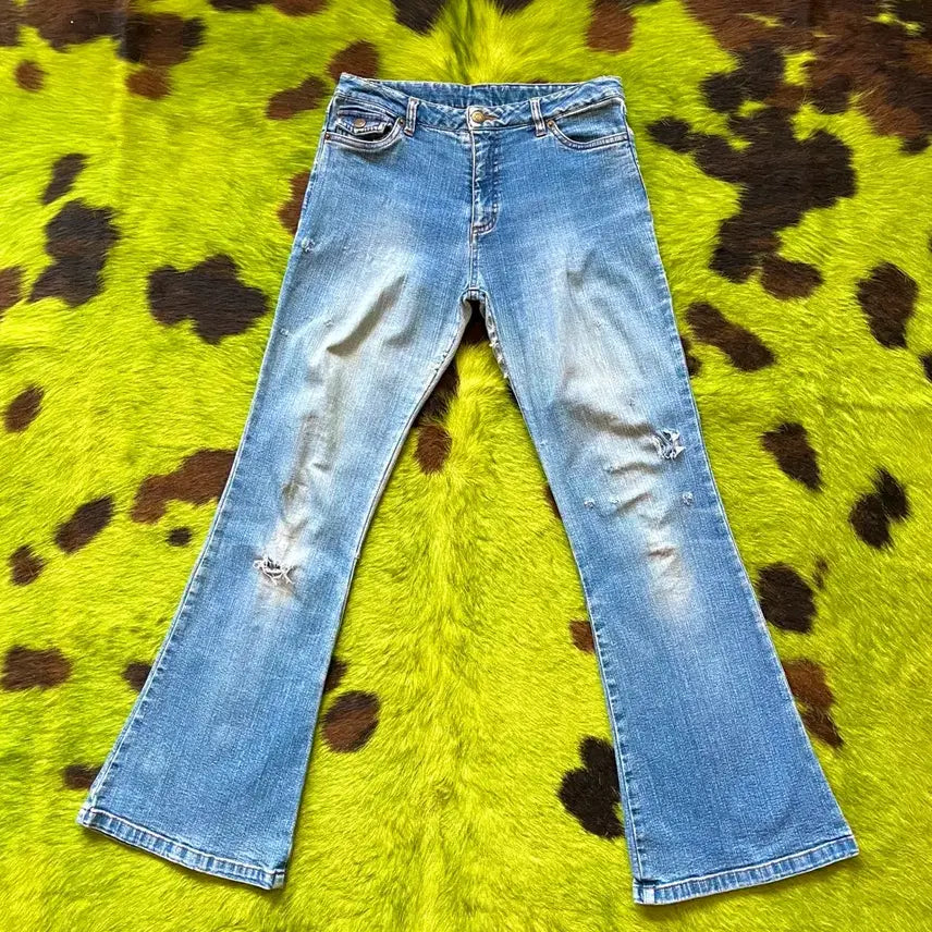 [SOLD OUT] JPN 일본 빈티지 미키마우스 힙 패치 플레어 부츠컷 데님 팬츠 청바지
