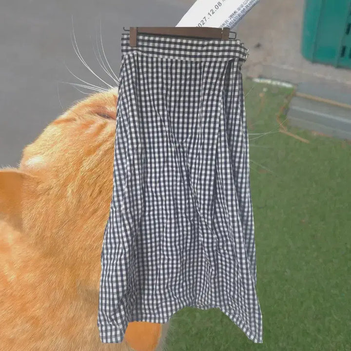 [BUNJANG] Vintage Gingham Check Long Skirt / 빈티지 무드 깅엄 체크 롱치마 모리걸 사와코