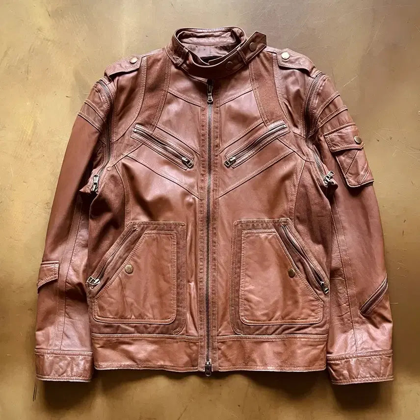 [SOLD OUT] 1990s Ask 빈티지 리얼 램스킨 양가죽 투웨이 브라운 레더 자켓
