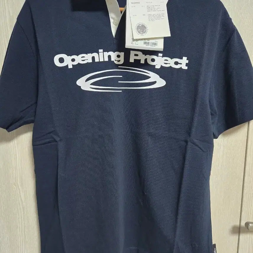[BUNJANG] Opening Project Navy Collar Short Sleeve T-shirt / 오프닝프로젝트 카라 반팔티 네이비(105)