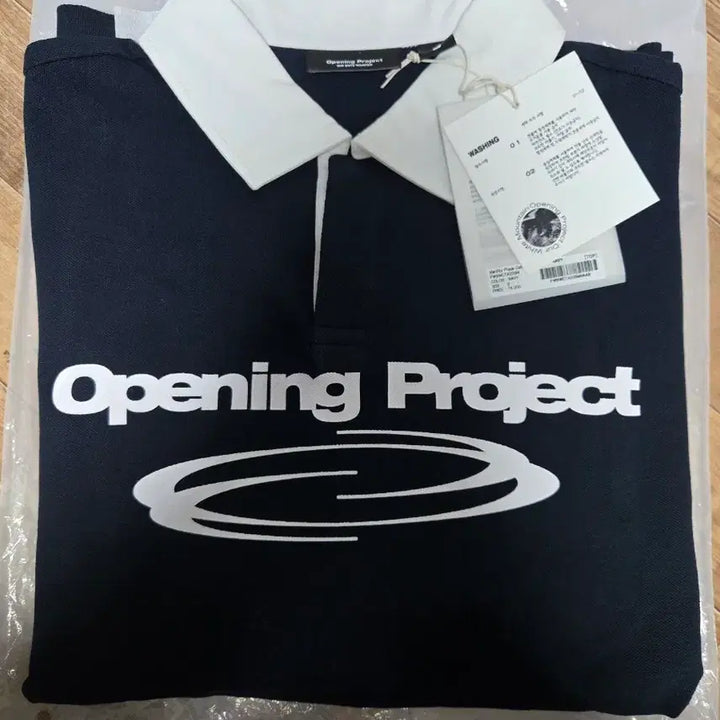 [BUNJANG] Opening Project Navy Collar Short Sleeve T-shirt / 오프닝프로젝트 카라 반팔티 네이비(105)