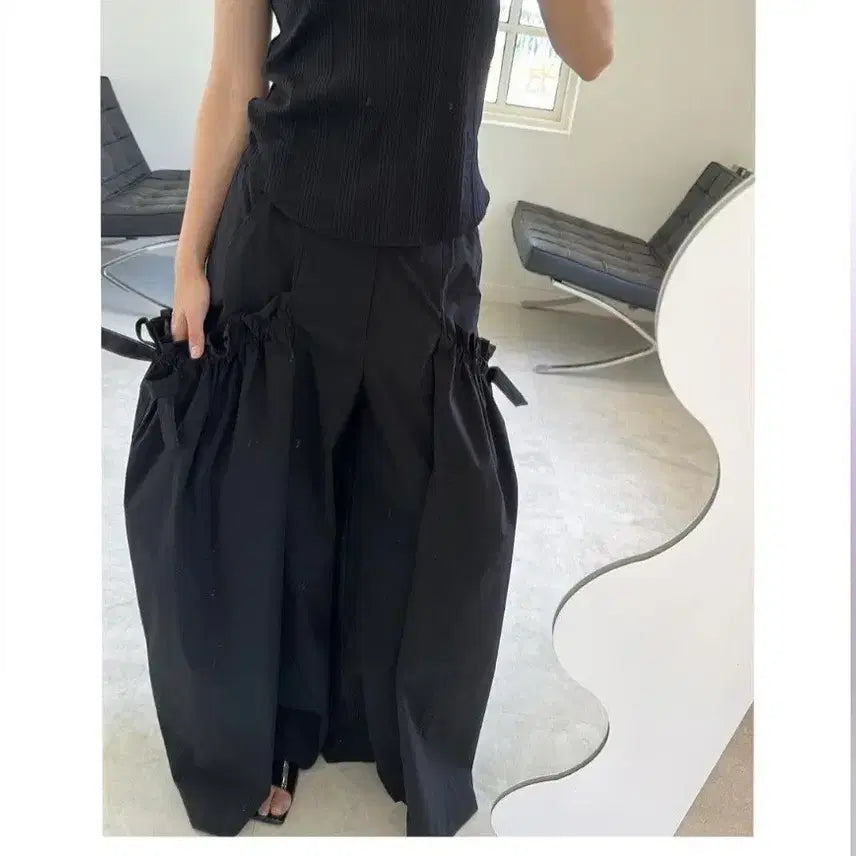 [BUNJANG] Allrights Ribbon Shirring Wide Pants / 올라이츠 리본 셔링 와이드 팬츠~