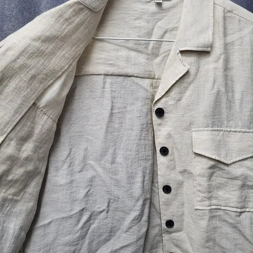 [BUNJANG] SPAO Linen Blend Short Sleeve Pocket Shirt (Ivory) - Size S / [S] 스파오(SPAO) 린넨 혼방 반팔 포켓 셔츠 (아이보리)