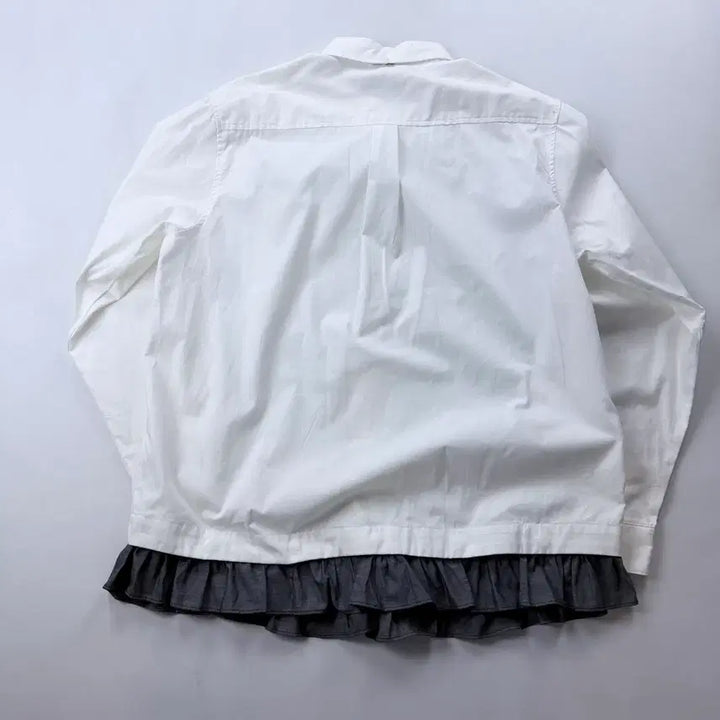 [BUNJANG] Safari Spot Regular Snap Frill Shirt White / 사파리스팟 레귤러 스냅 프릴 셔츠 화이트