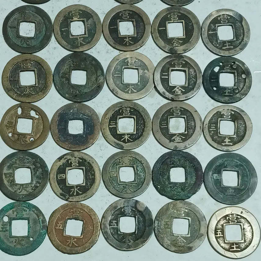 [BUNJANG] Joseon Sangpyeong Tongbo Medium Type Coin Set (Ohaengsunjeon) / 조선 상평통보 중형전 오행순전 33점 분양