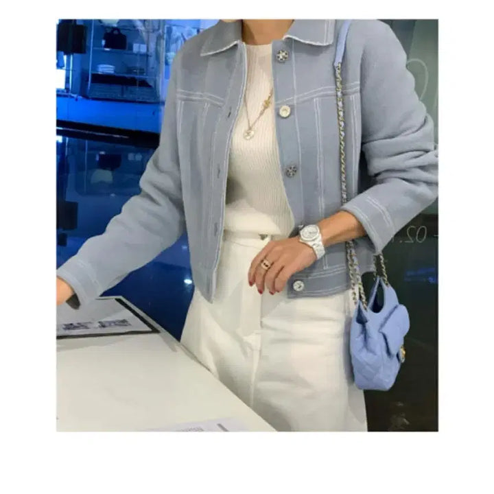 [BUNJANG] Stitch Knit Jacket / 스티치 니트 자켓