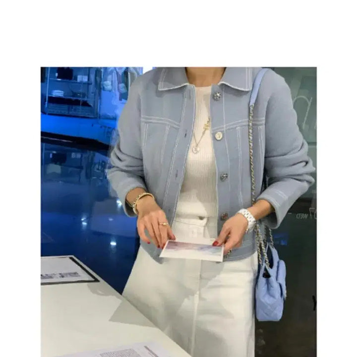 [BUNJANG] Stitch Knit Jacket / 스티치 니트 자켓
