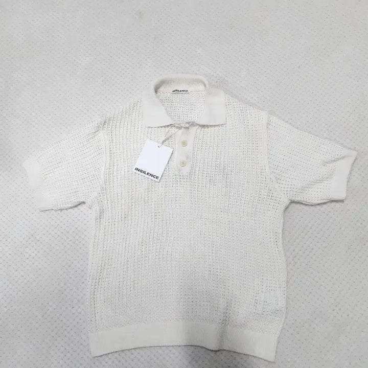 [BUNJANG] Insilence White Knit Short Sleeve Polo T-Shirt / 인사일런스 화이트 니트 반팔 폴로티