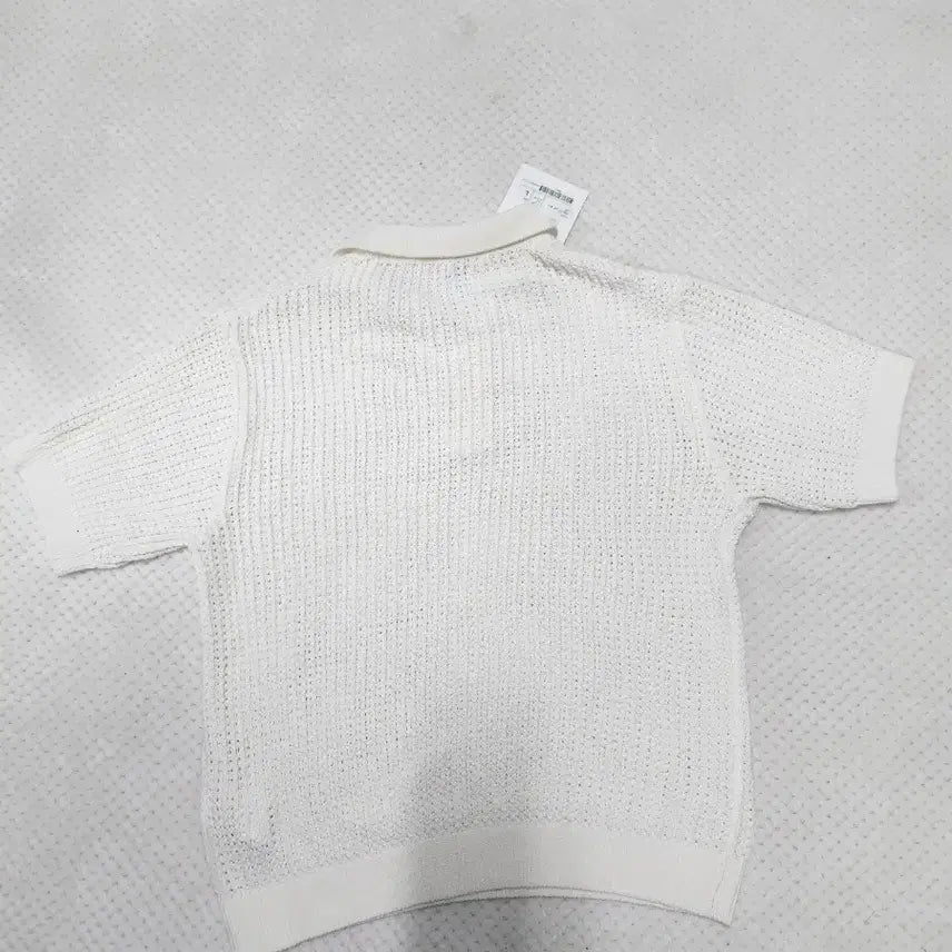 [BUNJANG] Insilence White Knit Short Sleeve Polo T-Shirt / 인사일런스 화이트 니트 반팔 폴로티
