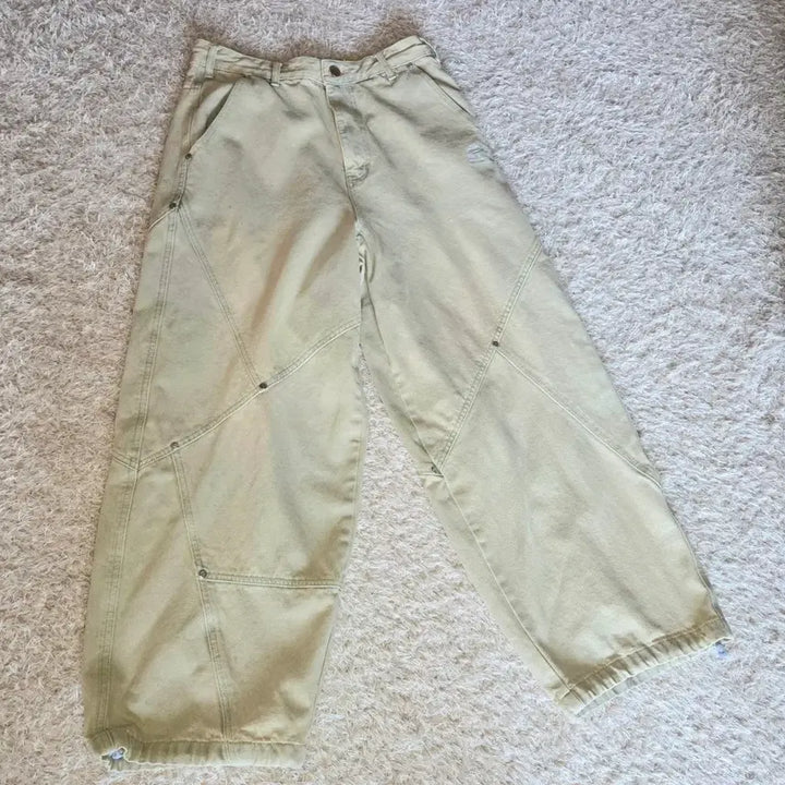 [BUNJANG] Travel Mill Denim Rivet Balloon Pants / 트래블 밀 데님 리벳 벌룬 팬츠