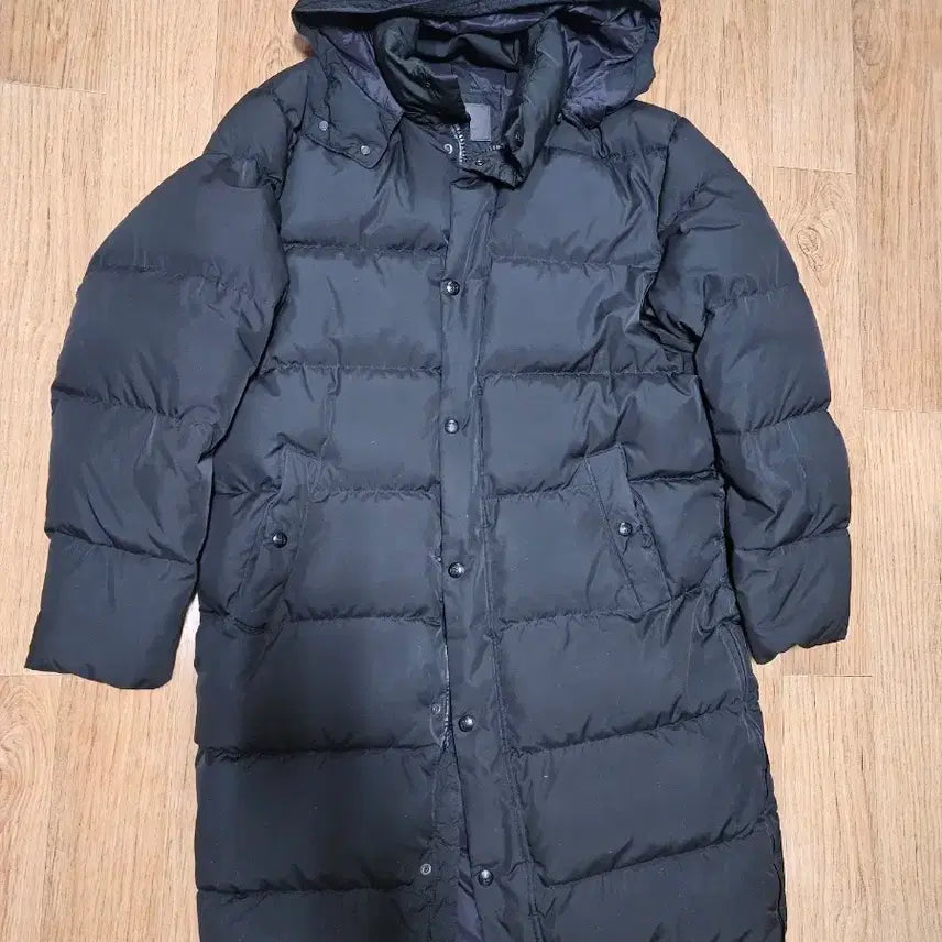 [BUNJANG] Massimo Dutti Black Long Padded Hooded Jumper / 마시모두띠 블랙 롱 패딩 점퍼 후드패딩
