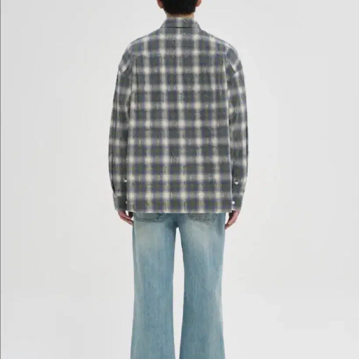 [BUNJANG] JUUN.J Grid Needle Check Loose Fit Shirt / JUUN.J 그리드 니들 체크 루즈핏 셔츠 - 그린