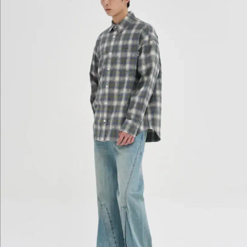 [BUNJANG] JUUN.J Grid Needle Check Loose Fit Shirt / JUUN.J 그리드 니들 체크 루즈핏 셔츠 - 그린