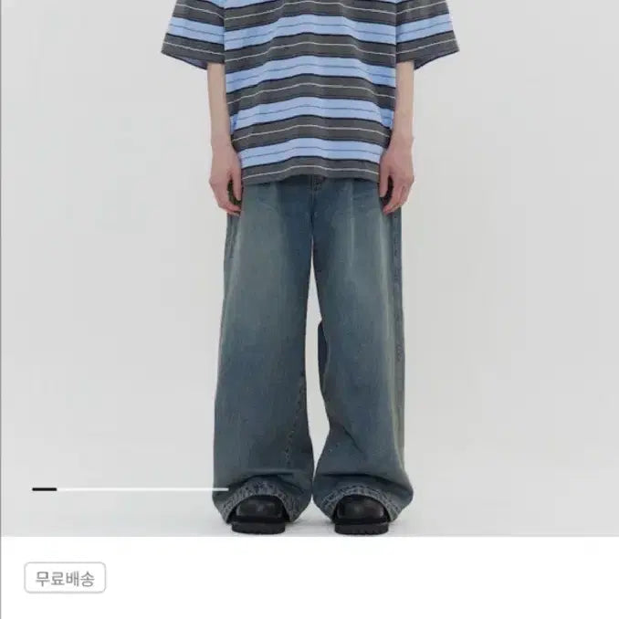 [SOLD OUT] 준지 멜란지 블루 스트라이프 폴로 숏슬리브 - 스카이 블루