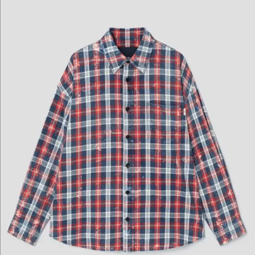 [BUNJANG] Juun.J Island Washed Brick Red Check Max Fit Shirt / 준지 아일랜드 워싱 브릭 레드 체크 맥스핏 셔츠 - 레드