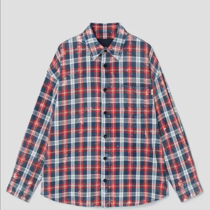 [BUNJANG] Juun.J Island Washed Brick Red Check Max Fit Shirt / 준지 아일랜드 워싱 브릭 레드 체크 맥스핏 셔츠 - 레드