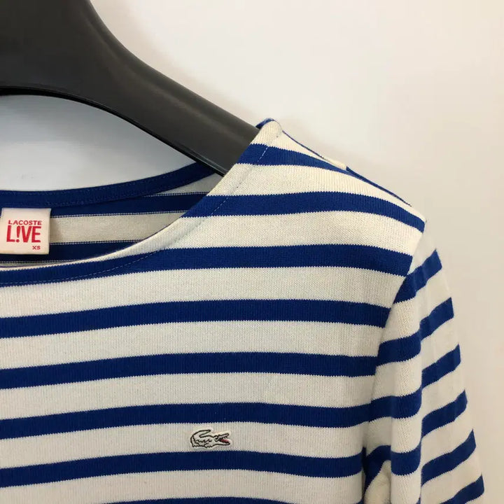[BUNJANG] Lacoste Live White Crocodile Stripe Dress XS / 라코스테 라이브 화이트악어 스트라이프 원피스 XS