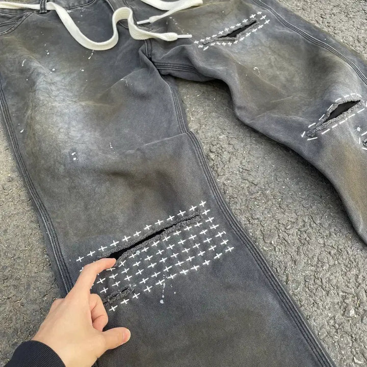 [BUNJANG] Lost Town Supply 30 Years Dying Work Pants Sashiko / 로스트타운서플라이 30Years Dying 워크팬츠 Sashiko