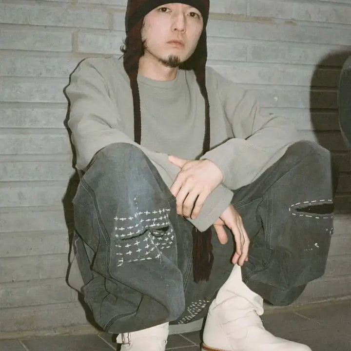 [BUNJANG] Lost Town Supply 30 Years Dying Work Pants Sashiko / 로스트타운서플라이 30Years Dying 워크팬츠 Sashiko
