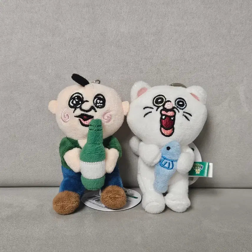 [BUNJANG] Drunken Ppangyi, Fish Cat Ppangyi Putter Keeper Keyring Dolls (Set of 2) / [2종일괄]술취한 빵빵이, 물고기 고양이 빵빵이 퍼터키퍼 키링 인형