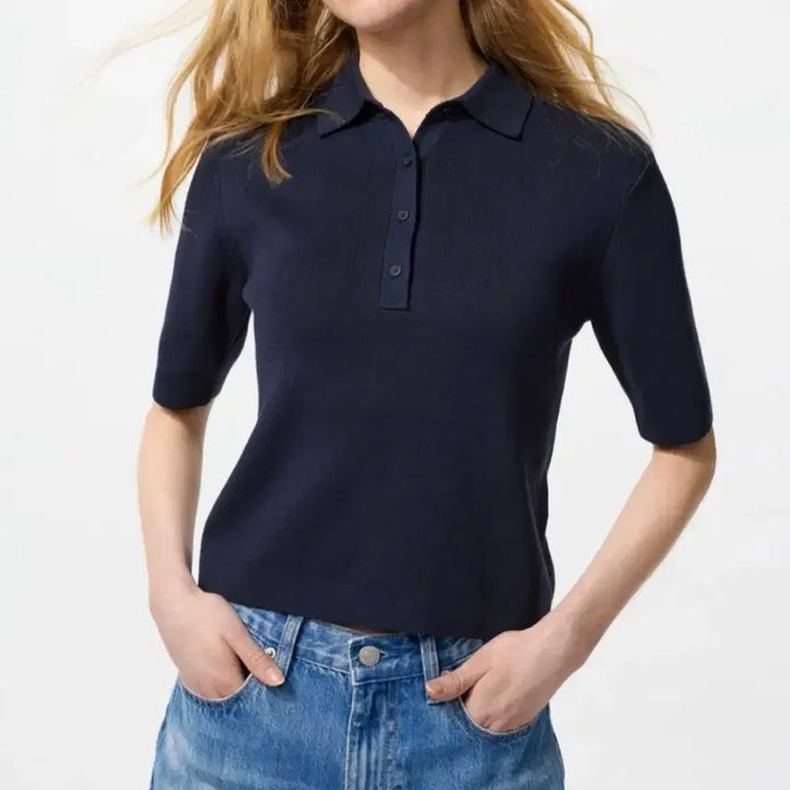 [BUNJANG] Uniqlo Polo Sweater Black Small / 유니클로 폴로스웨터 블랙 스몰사이즈